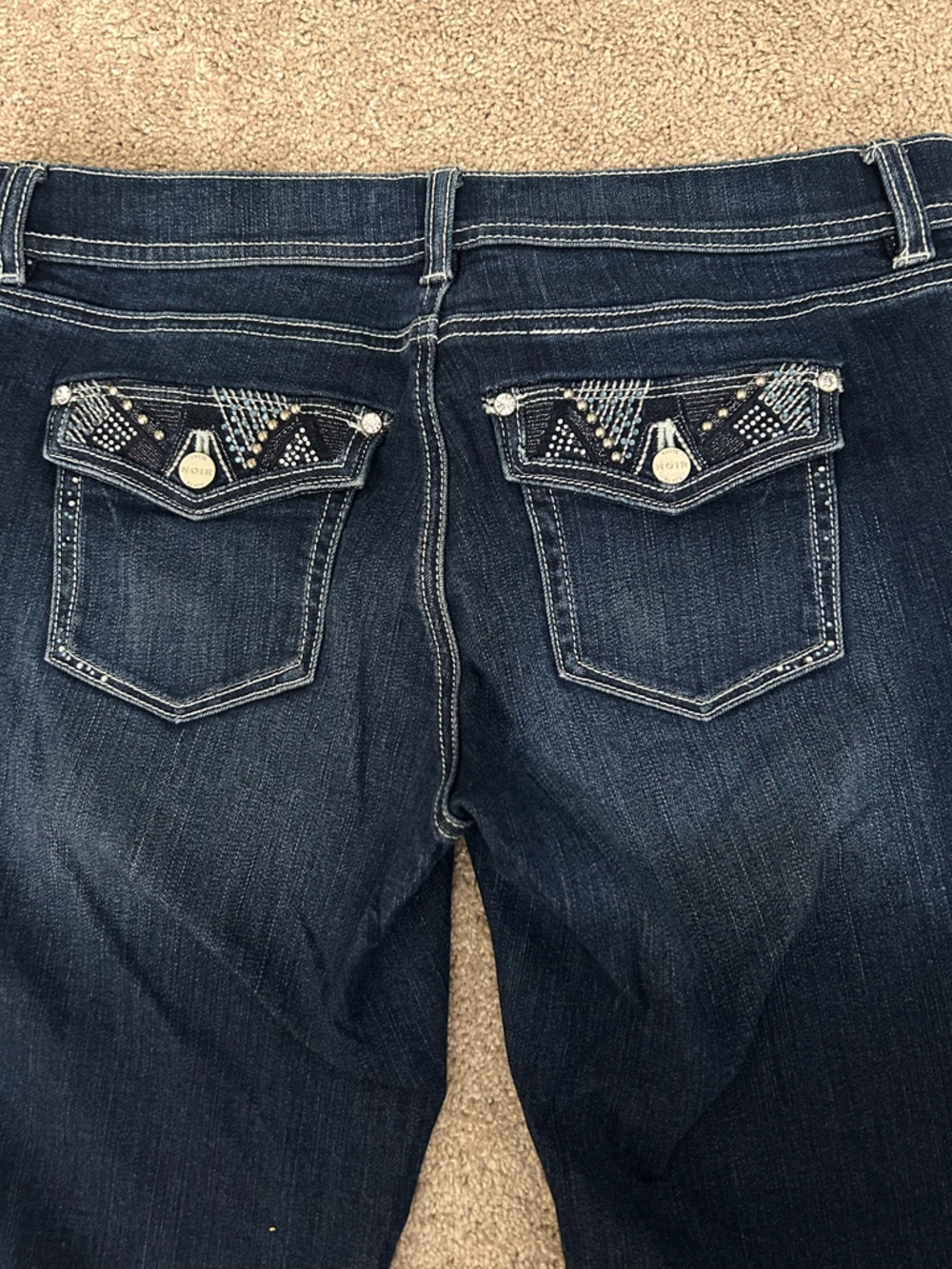 WHBM Y2K Noir Dark Blue Straight Women’s Jeans w/pocket embellishments
